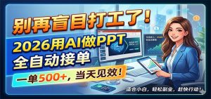 别再盲目打工了!2026用AI做PPT全自动接单,一单5张+,当天见效!-聊项目