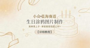 小众蓝海赛道,生日涂鸦图片制作,简单易上手,单链接变现超12W+【详细教程】-聊项目