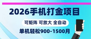 2026手机打金项目,小白轻松上手,单机900-1500月,可矩阵可放大【揭秘】-聊项目
