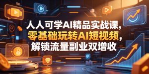 人人可学AI精品实战课,零基础玩转AI短视频,解锁流量副业双增收-聊项目