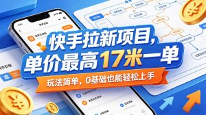 快手拉新项目,单价最高17米一单,玩法简单,0基础也能轻松上手(更新6月)-聊项目