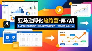 亚马逊孵化陪跑营-第7期:SOP流程+注册避坑+选品梳理+数据分析,千单店铺实战打法-聊项目
