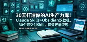 30天打造你的AI生产力库！Claude Skills+Obsidian 双教程，30 个可交付 Skill，提效还能变现-聊项目