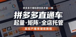 拼多多打爆班原创技术第60期，拼多多直通车，起量・矩阵・全店托管，高投产爆单增收教程-聊项目