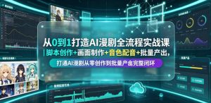 从0到1打造AI漫剧全流程实战课｜脚本创作+画面制作+音色配音+批量产出，打通AI漫剧从零创作到批量量产完整闭环-聊项目