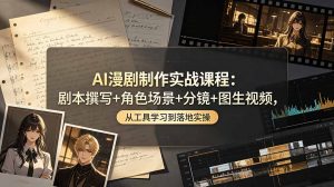 AI漫剧制作实战课程：剧本撰写+角色场景+分镜+图生视频，从工具学习到落地实操-聊项目