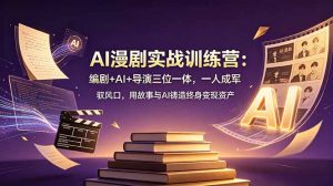 AI漫剧实战训练营：编剧+AI+导演三位一体，一人成军 驭风口，用故事与AI铸造终身变现资产-聊项目