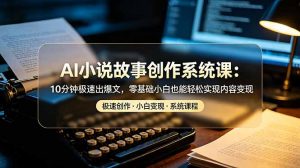 AI小说故事创作系统课：10分钟极速出爆文，零基础小白也能轻松实现内容变现-聊项目