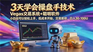 【3天学会手工单交易】Vegas交易技术+聪明软件,日赚50-1000U, 长期稳定,小白轻松上手-聊项目