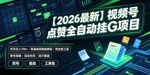 【2026最新】视频号点赞全自动挂G项目,双号日入700+,零基础保姆级教程(附全套工具)【揭秘】-聊项目