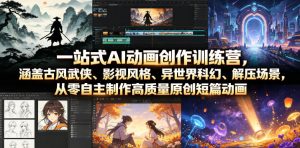 一站式AI动画创作训练营,涵盖古风武侠、影视风格、异世界科幻、解压场景,从零自主制作高质量原创短篇动画(更新)-聊项目