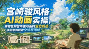 宫崎骏风格AI动画实操,带你复刻宫崎骏动画的治愈质感,从创意到成片全流程落地-聊项目