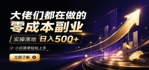 大佬们都在做的零成本副业,实操落地日入500+,小白一秒上手-聊项目
